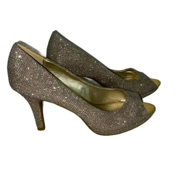 Bandolino‎ Rainaa 6.5 glitter peep toe heels - Picture 1 of 9